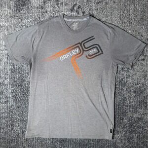 Oakley Hydrolix Mens XL Gray Graphic T-Shirt Regular Fit Short Sleeve Retro MFG